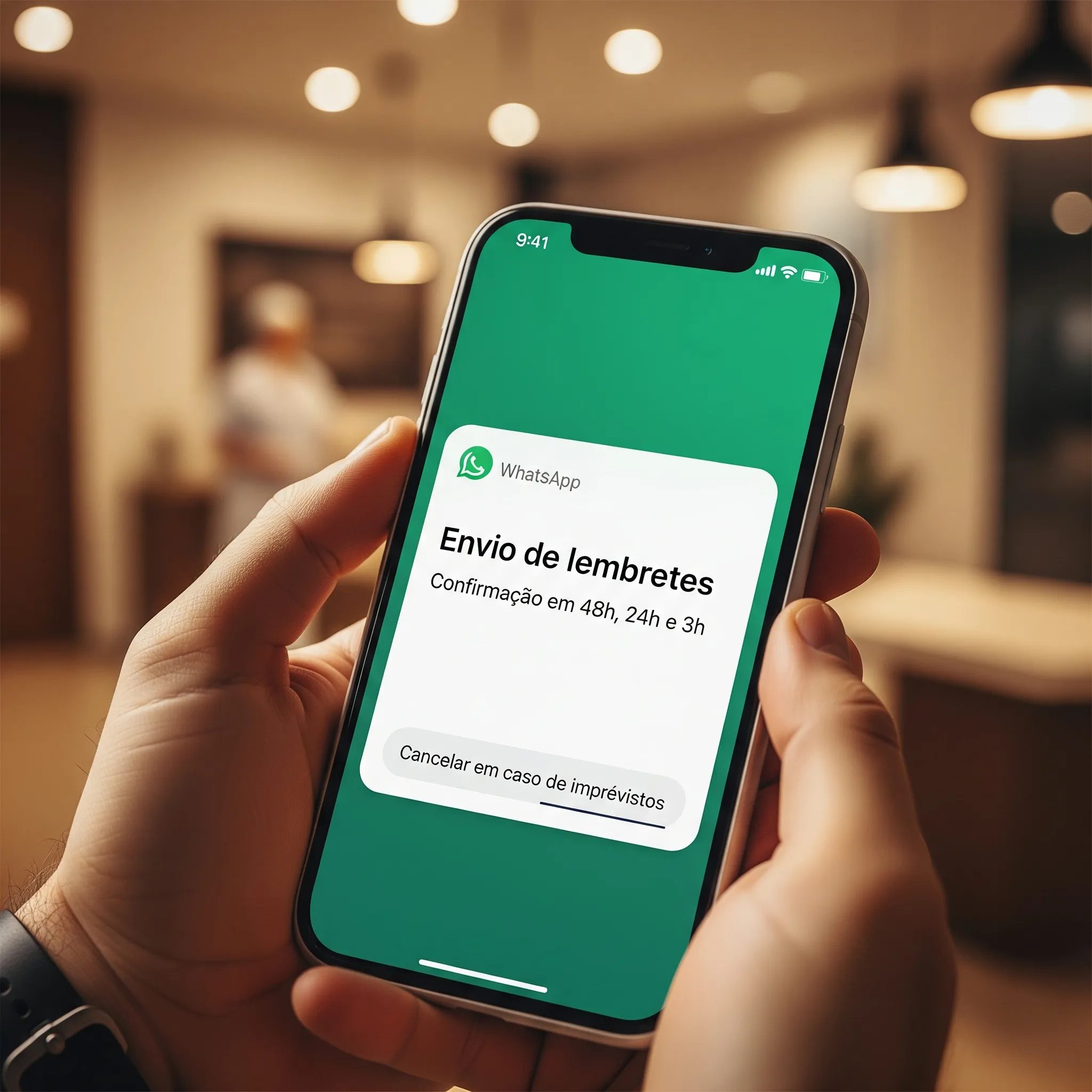 Envio de lembretes do Sistema Axis com recepção clínica limpa